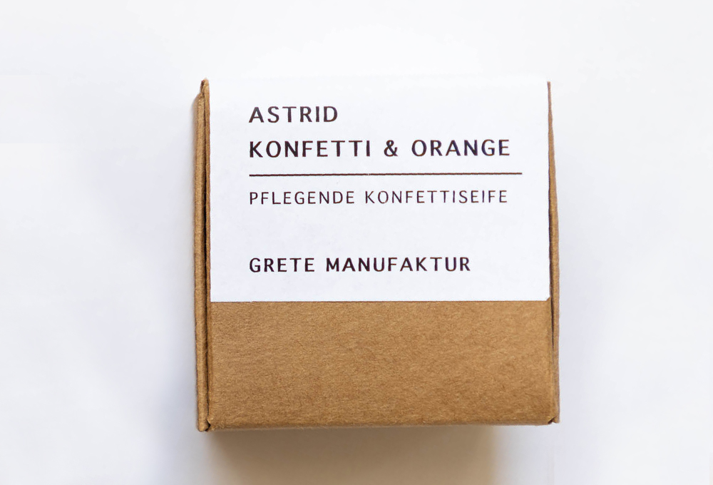 Pflege-Seife Astrid - KONFETTI & ORANGE - Grete Manufaktur – Bild 1