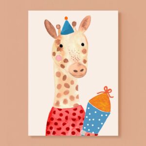 Postkarte zur Einschulung - Giraffe - Frau Ottilie