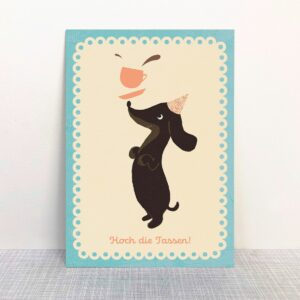 Hoch die Tassen! Dackel - Postkarte - MONIMARI