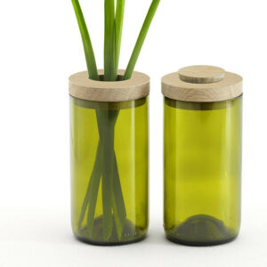 Vase & Dose - Grünglas - Side by Side