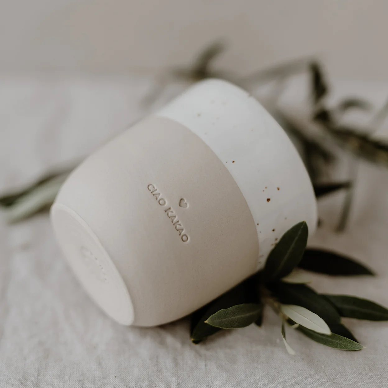 Ciao Kakao - Steingut Becher - Eulenschnitt – Bild 1