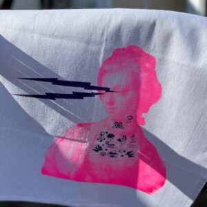 Mathilde die Wilde - Geschirrtuch Leinen - Neonpink und Violett - Allernixe