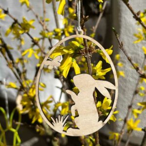 Hase mit Schmetterling - Oster Holz-Anhänger - Allernixe