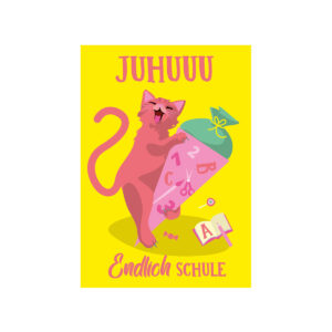 Endlich Schule Katze - Postkarte - nobis design