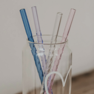 Strohhalme gedreht aus Glas - 4er Set - Eulenschnitt