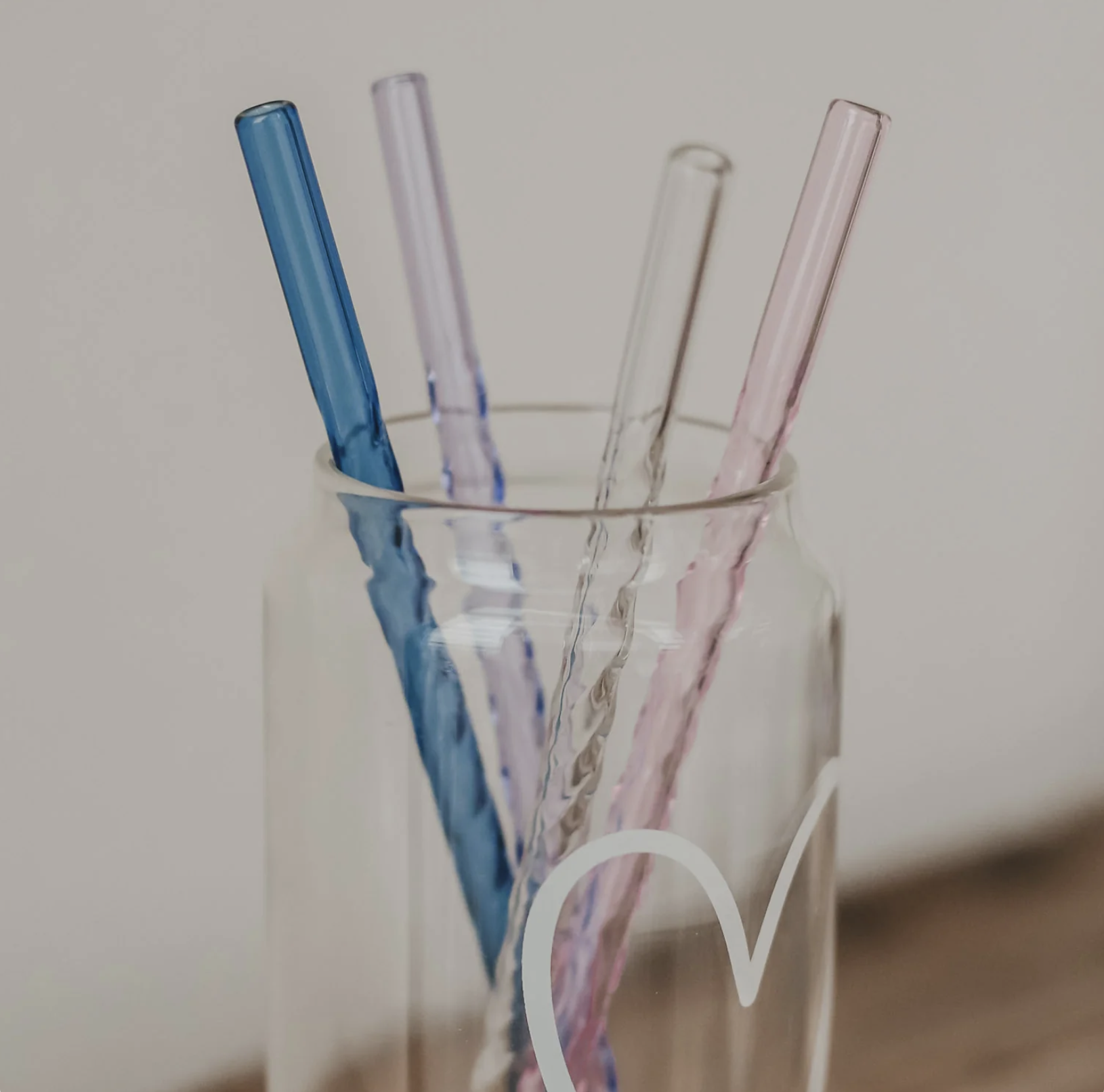 Strohhalme gedreht aus Glas - 4er Set - Eulenschnitt