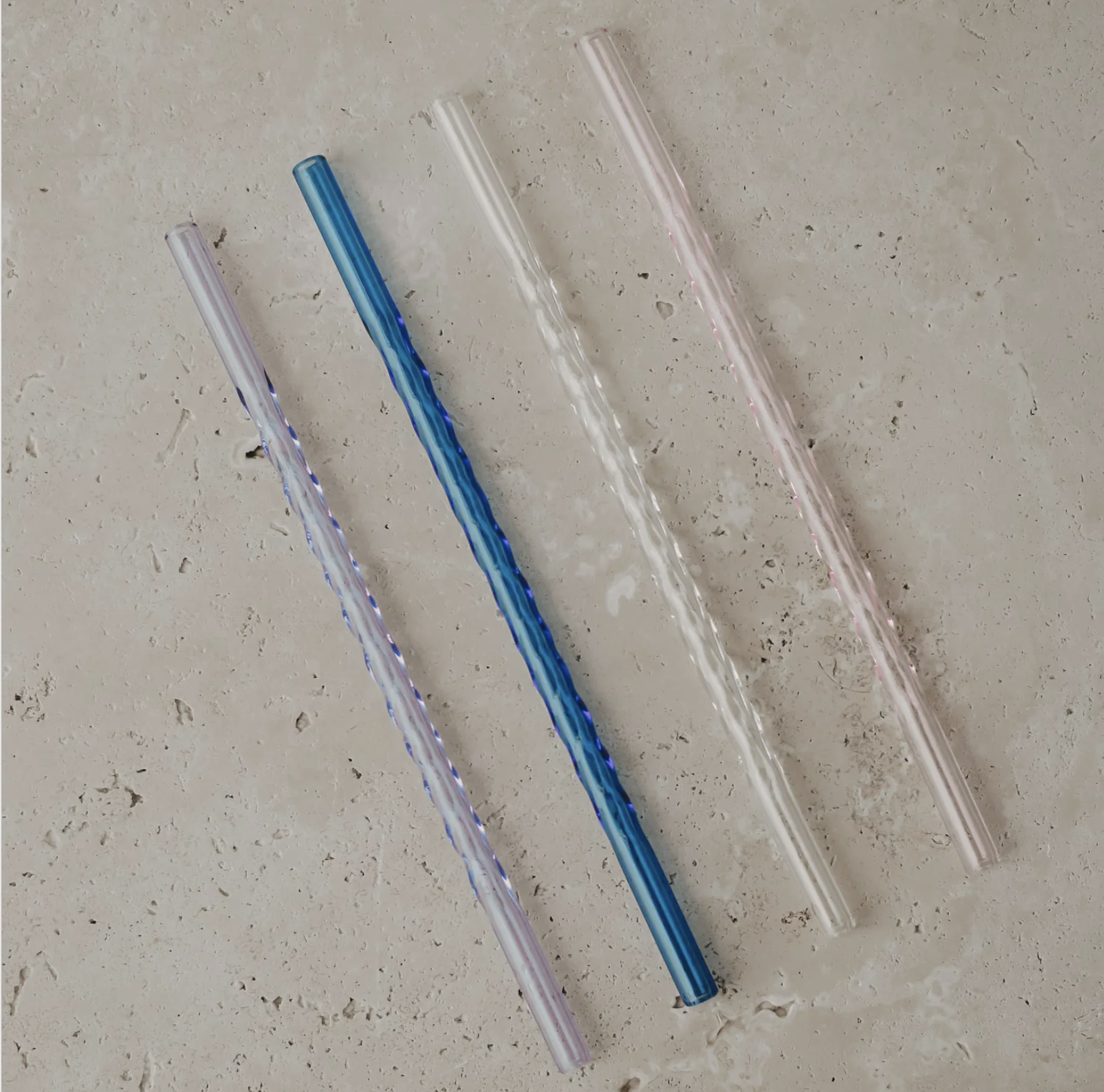 Strohhalme gedreht aus Glas - 4er Set - Eulenschnitt – Bild 1